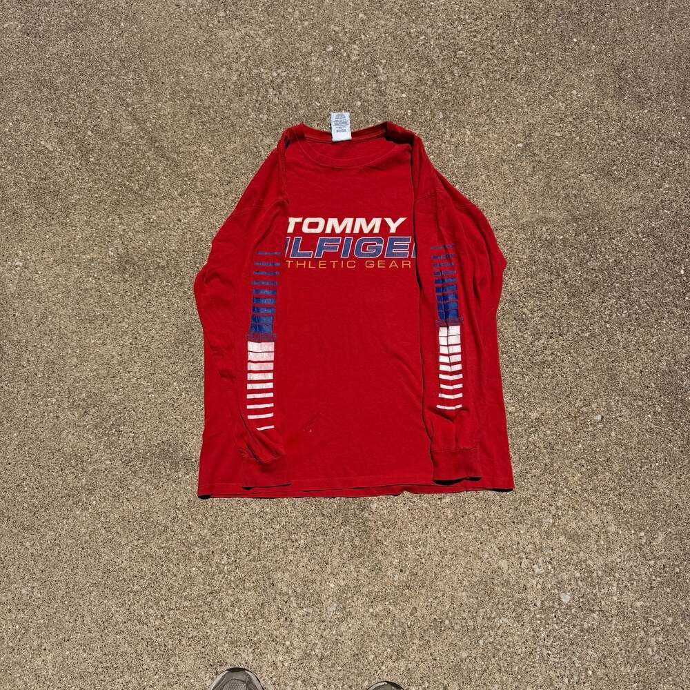 Vintage Tommy Hilfiger Athletic Gear Long Sleeve Shirt Red Size M